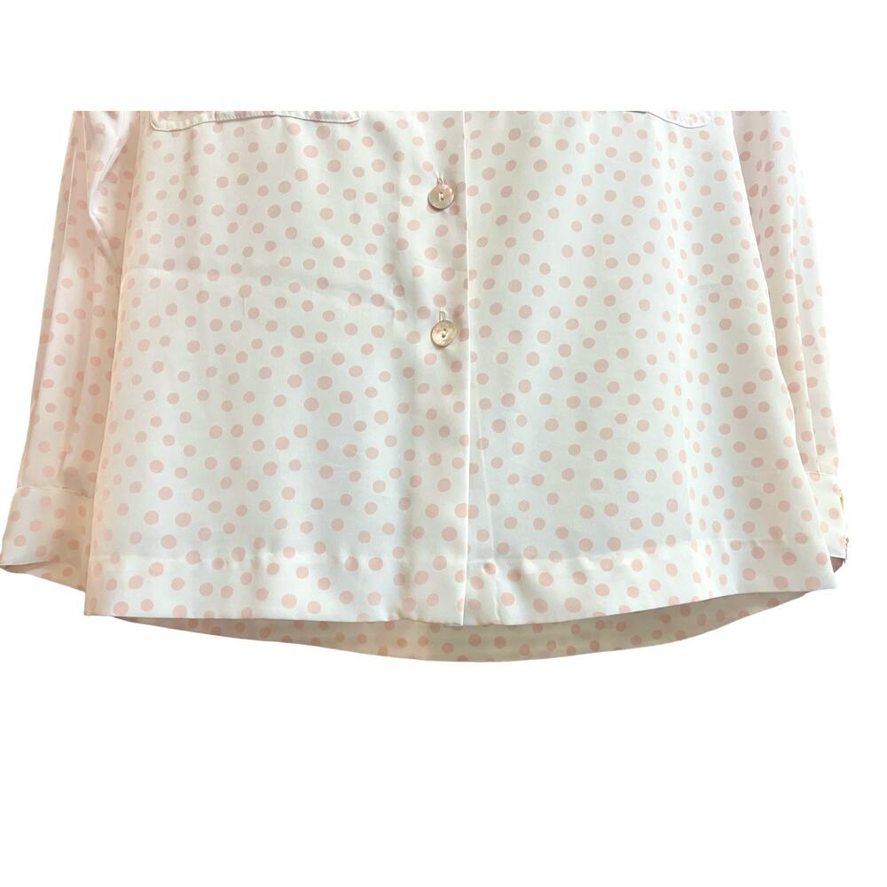 Liz Claiborne Women's Cream/Pink Polka Dots Front Pocket Long Sleeve Blouse SZ 4 - Picture 7 of 13
